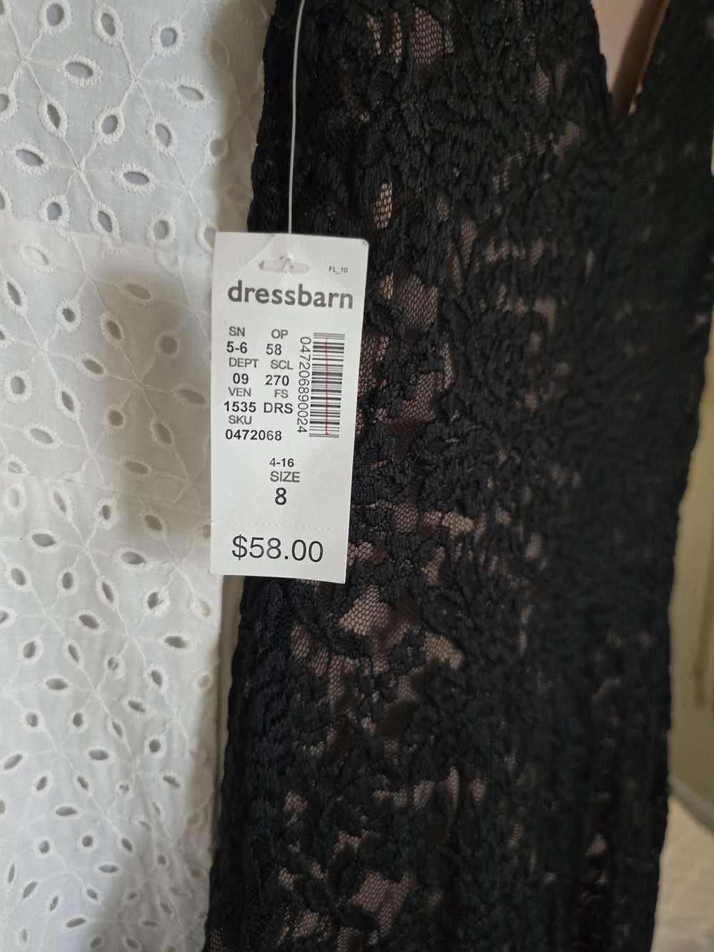 dressbarn Black Lace Midi Dress with Sheer Overlay